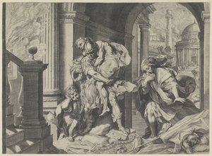 Aeneas flykter med familien fra Troja av Agostino Carracci