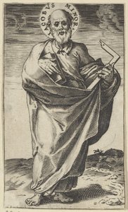 Apostel Jakob den Mindre med bok og kvadrat Kristus, Maria, døperen Johannes og apostlene (serietittel) av Agostino Carracci