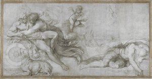 Cephalus båret av Aurora i sin Chariot Cartoon for en freskomaleri i Galleriet til Palazzo Farnese, Roma, ca. 1599 av Agostino Carracci