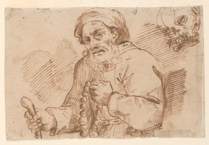 Halvlang skisse av en eldre pilegrim av Agostino Carracci