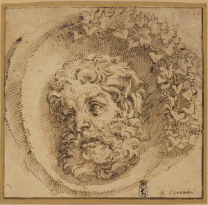 Hodet for en faun i en konkav runddel av Agostino Carracci