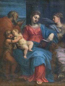 Hellig familie med St Margaret av Agostino Carracci