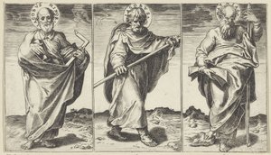 Jakob den mindre, Jakob den større og Mattias Kristus, Maria, døperen Johannes og apostlene (serietittel) av Agostino Carracci