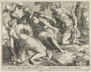 Merkur og nådene av Agostino Carracci
