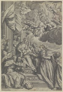 Mystisk ekteskap av Saint Catherine av Agostino Carracci
