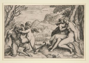 Pan dempet av Cupid av Agostino Carracci