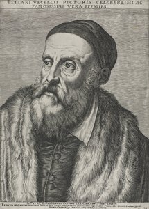 Portrett av Titian, 1587 (gravering på lagt papir med vannmerke) av Agostino Carracci