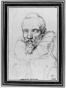 Portrett av en skjegget mann av Agostino Carracci