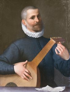 Portrett av en luttspiller, muligens Orazio Bassani av Agostino Carracci