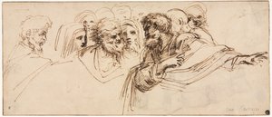 Study of Heads recto, 2. halvår 1500-tallet. av Agostino Carracci