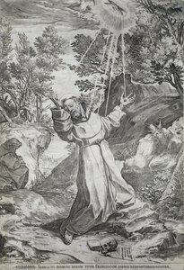 Stigmatiseringen av Saint Francis på La Verna-fjellet (1224) av Agostino Carracci