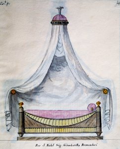 Himmelseng for Mr Brancadori, fra Works of carpenter and locksmith unnfanget og designet av meg Agostino Fantastici), manuskript 3, plate 4 (1782-1845) av Agostino Fantastici