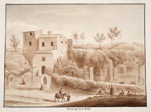 Hermitage of Madonna della Stella, 1833 (etsing med brun vask) av Agostino Tofanelli