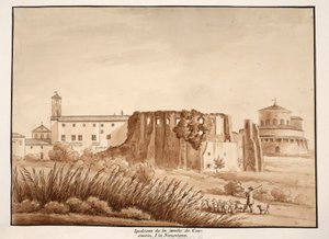 Hippodrome av familien til Constantine, Via Nomentana, 1833 (etsing med brun vask) av Agostino Tofanelli