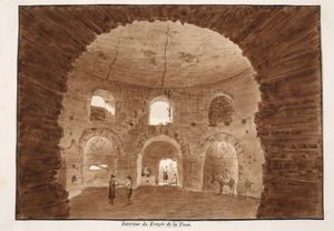 Interiør av Temple of the Cough, 1833 (etsing med brun vask) av Agostino Tofanelli