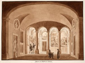 Rafaels hus på Palatinen, 1833 (etsing med brun vask) av Agostino Tofanelli