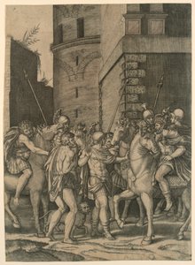 En romersk keiser møter en soldat av Agostino Veneziano
