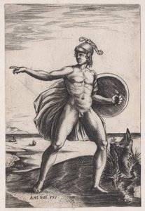 En kriger, ca. 1514-36. av Agostino Veneziano