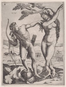 Apollo og Daphne, datert 1515., datert 1515. av Agostino Veneziano