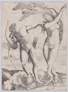 Apollo og Daphne, datert 1518. av Agostino Veneziano