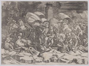 Battle with a Cutlass, 1530-31. av Agostino Veneziano