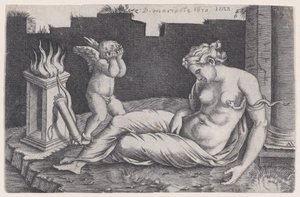 Cleopatra, datert 1528. av Agostino Veneziano