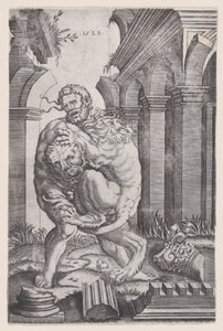Hercules Strangling the Nemean Lion, datert 1528.