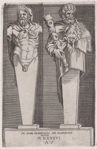 Hercules fra The Hermae, datert 1536. av Agostino Veneziano