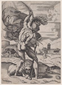 Mann med flagg, ca. 1514-36.