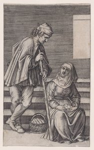 Bonde og en kvinne med egg, ca. 1514-36. av Agostino Veneziano