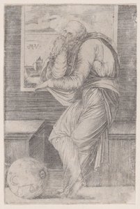 Filosof sitter nær et vindu, ca. 1514-36., ca. 1514-36. av Agostino Veneziano