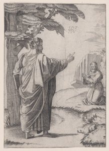Saint Paul and the Franciscan Friar, datert 1517. av Agostino Veneziano