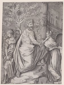 Mannen med en laurbærgren, ca. 1514-36. av Agostino Veneziano