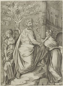 Mann under et laurbærtre av Agostino dei Musi
