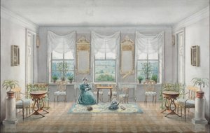 Tegnestuen i herregården Gorki, 1831 av Agrafena Dmitrievna Blagovo