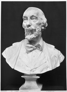 Byste av Auguste Vacquerie (1819-95) (gips) (bw-bilde)
