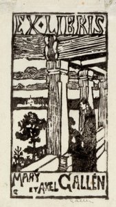 Exlibris for Mary og Axel Gallén av Akseli Gallen-Kallela