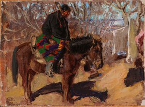 Amerikansk indianer til hest av Akseli Gallen-Kallela