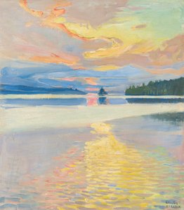 Sonnenuntergang über dem See Ruovesi, c. 1915