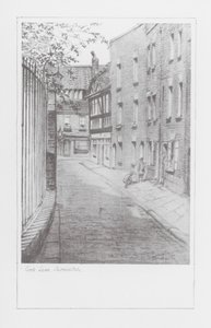London Lanes: Cock Lane, Shoreditch (litografi) av Alan Stapleton