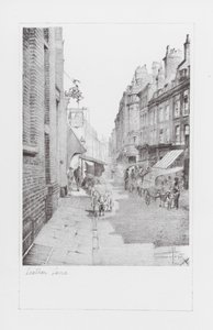 London Lanes: Leather Lane (litografi)