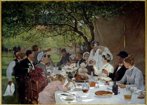 Bryllupsmåltid i Yport-maleri av Albert Fourie (1854-1937) 1886 Søn. 3,89x2,53 m Rouen, musee des Beaux Arts