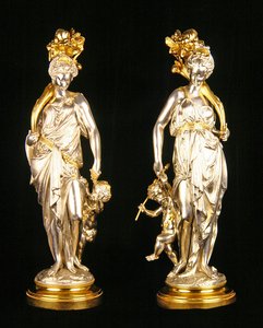 Ceres og Bacchus (bronse, forsølvet og pakkeforgylt på dreide pakkeforgylte sokker)