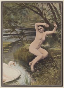 Leda, spartansk prinsesse fra gresk mytologi (farge litho) av Albert (after) Aublet