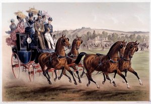 Postvogn, rasenes retur Trykk av Albert Adam (1833-?) Paris fra 1800-tallet, Musee Carnavalet