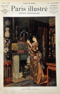 Chinese trinkets A European woman dressed in the Orientale observes her ollection of Chinese objects. Illustration by Albert Aublet (1851-1938). Engraving from 1887 in “” Paris-Illustrous journal weekly””.