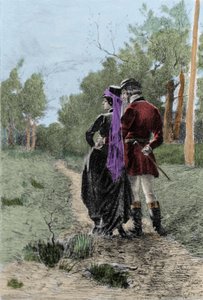 Illustrasjon av romanen "" Madame Bovary"" av Gustave Flaubert (1821-1880). Illustrasjon av Albert Fourie (1854-1937).