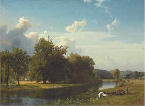 Et elvelandskap, Westfalen, 1855 av Albert Bierstadt