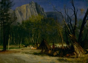 Indianere i råd, California av Albert Bierstadt