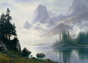 Fjellet ut av tåken av Albert Bierstadt
